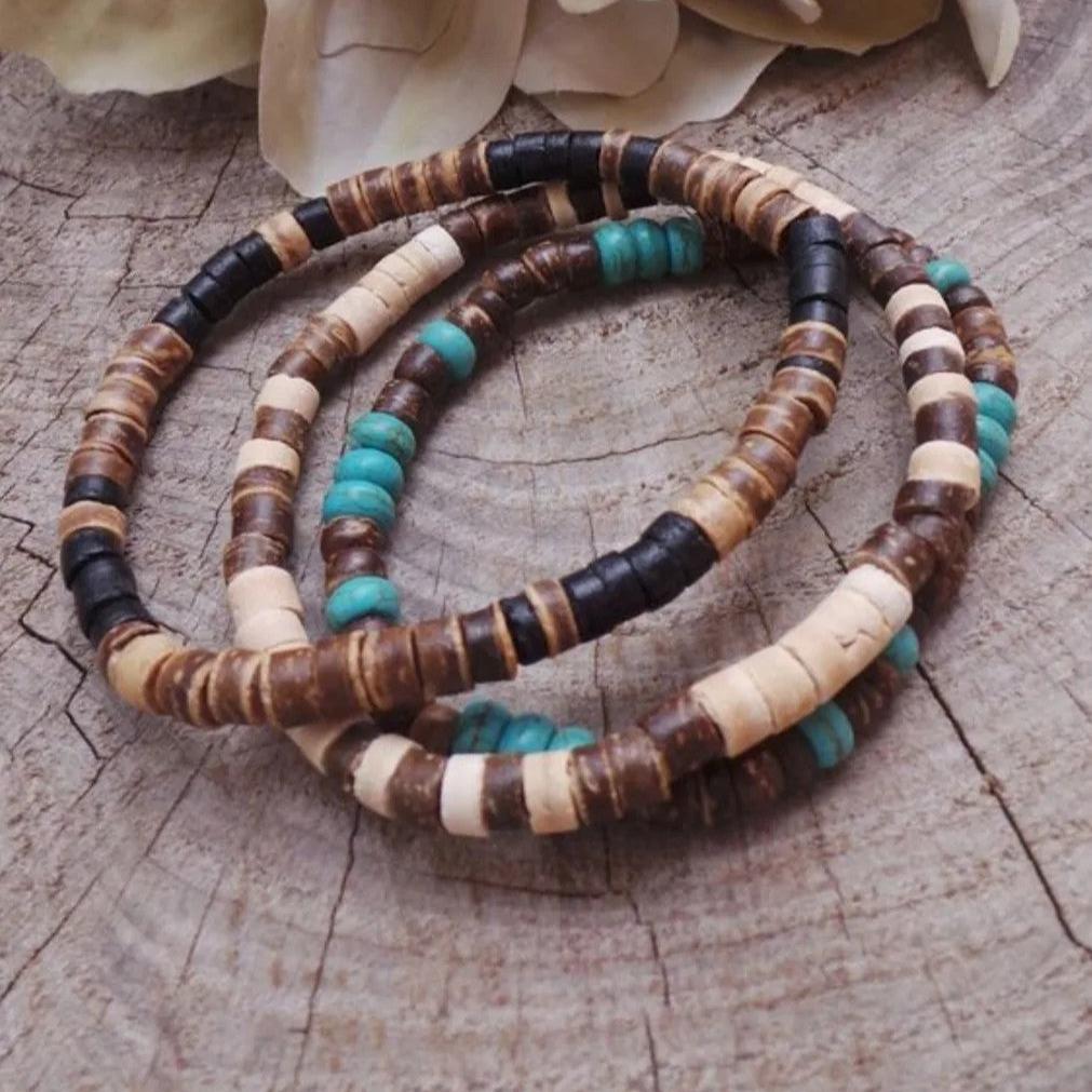 Mens beaded bracelet Surfer style bracelet.Mens bracelet stack Stacking bracelets Stretch Boho bracelets