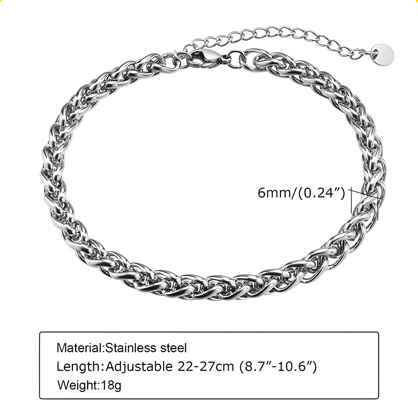 Cuban Chain Anklets for Men,Waterproof Stainless Steel Wheat Curb Link Ankle Chain