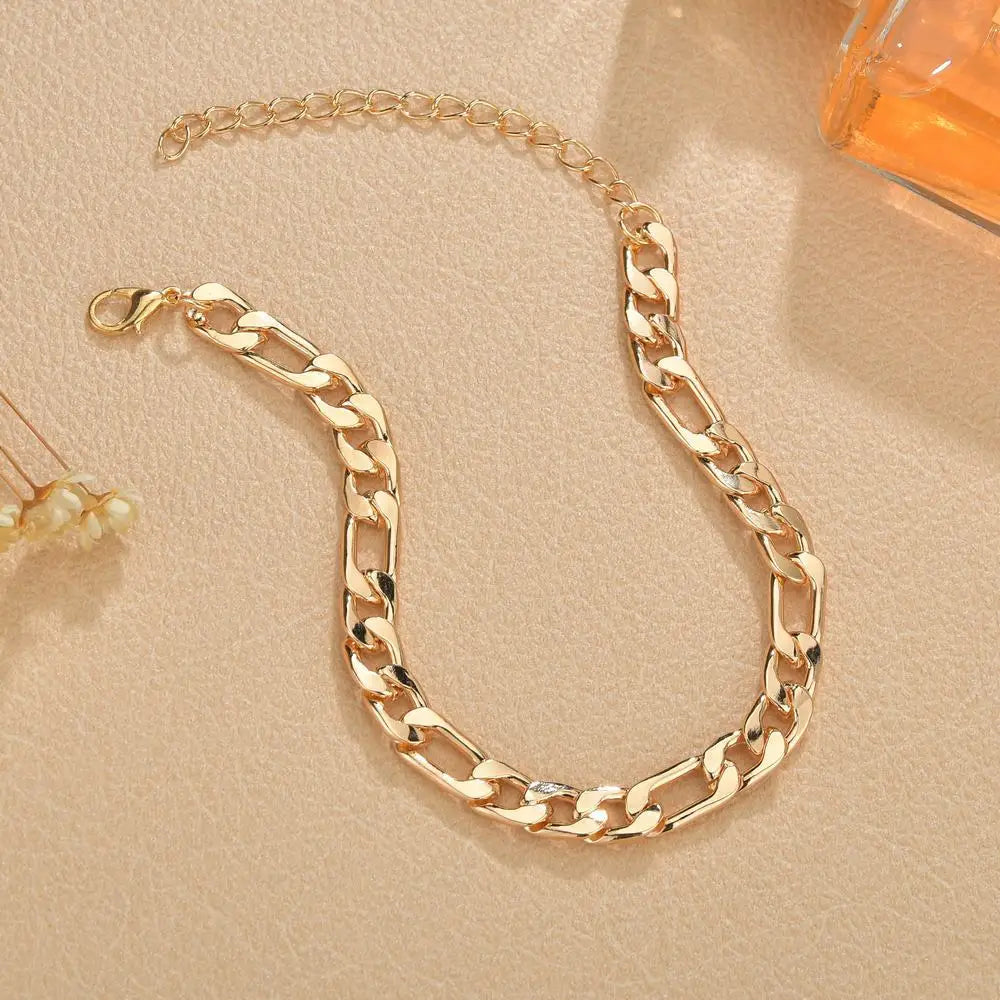 Cuban Link Chain Anklet For Women Bohemia Jewelry on Foot