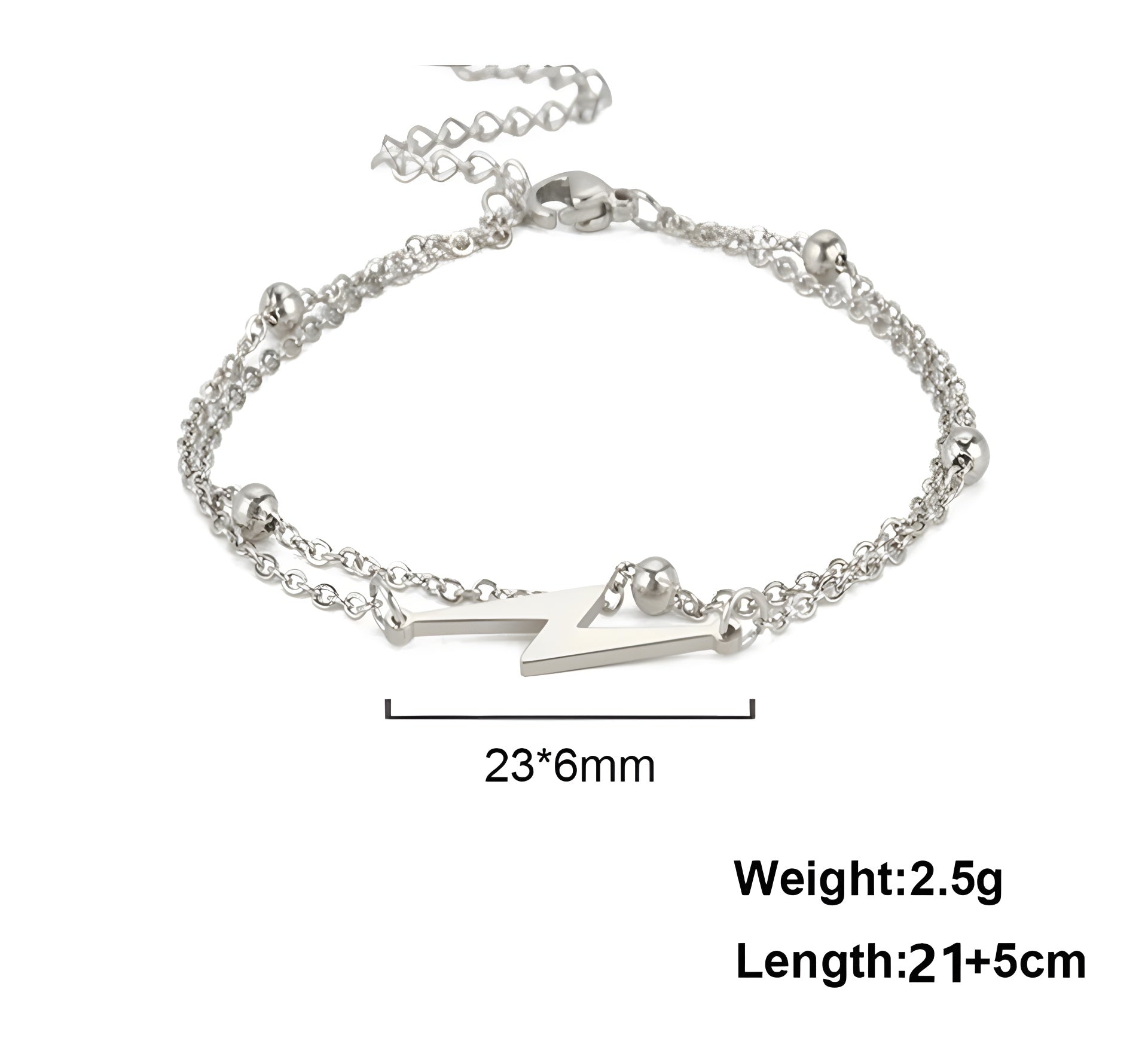 Double Layer Stainless Steel Anklets For Women Lightning Pendant Foot Chains Beach Anklet