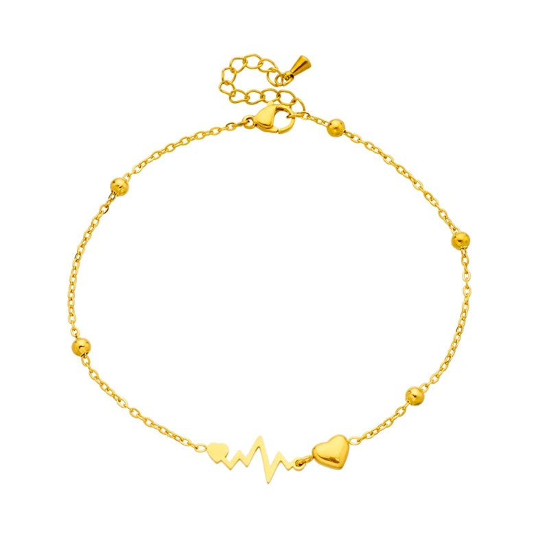 Heart Electrocardiogram Anklets For Women Girl Jewelry Gift Party