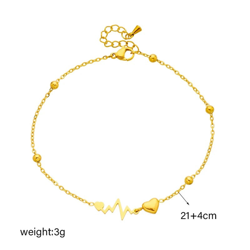 Heart Electrocardiogram Anklets For Women Girl Jewelry Gift Party