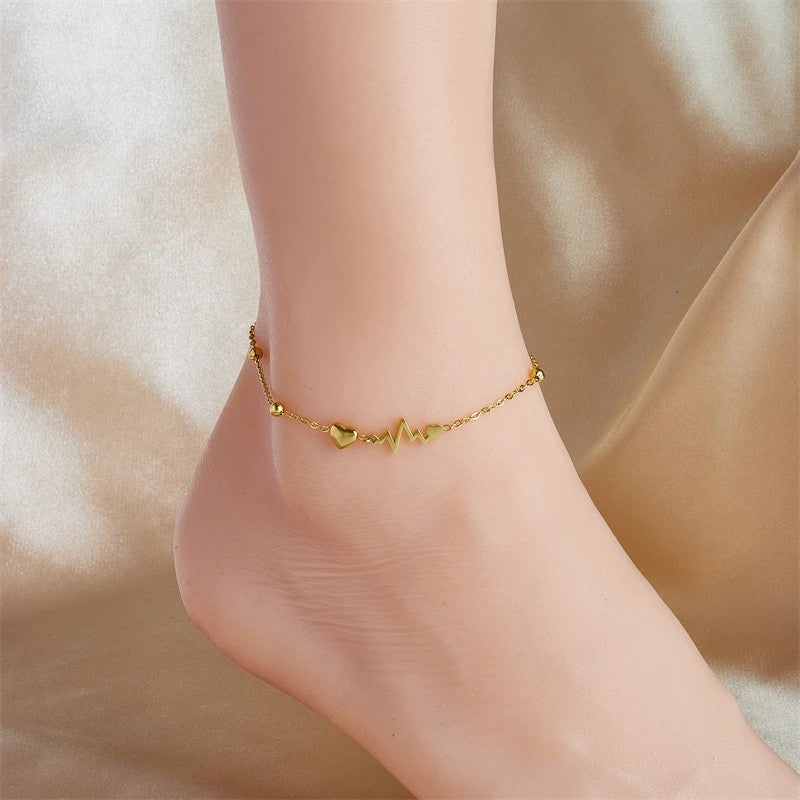 Heart Electrocardiogram Anklets For Women Girl Jewelry Gift Party