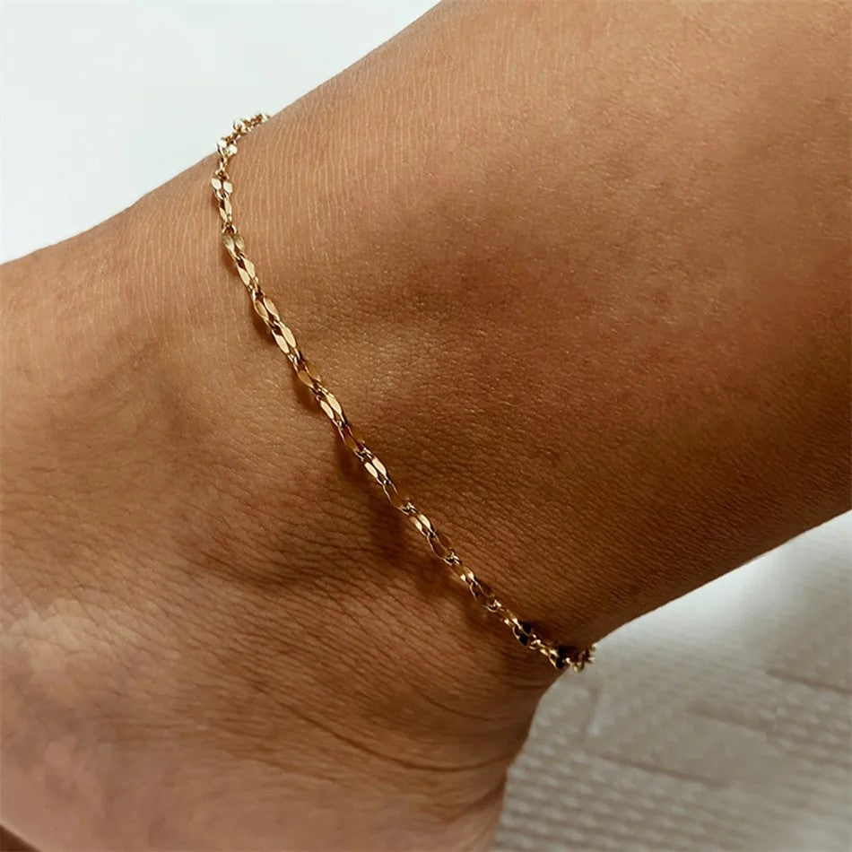 316l stainless steel Minimalist gold Color Chains Anklets For Women Girls