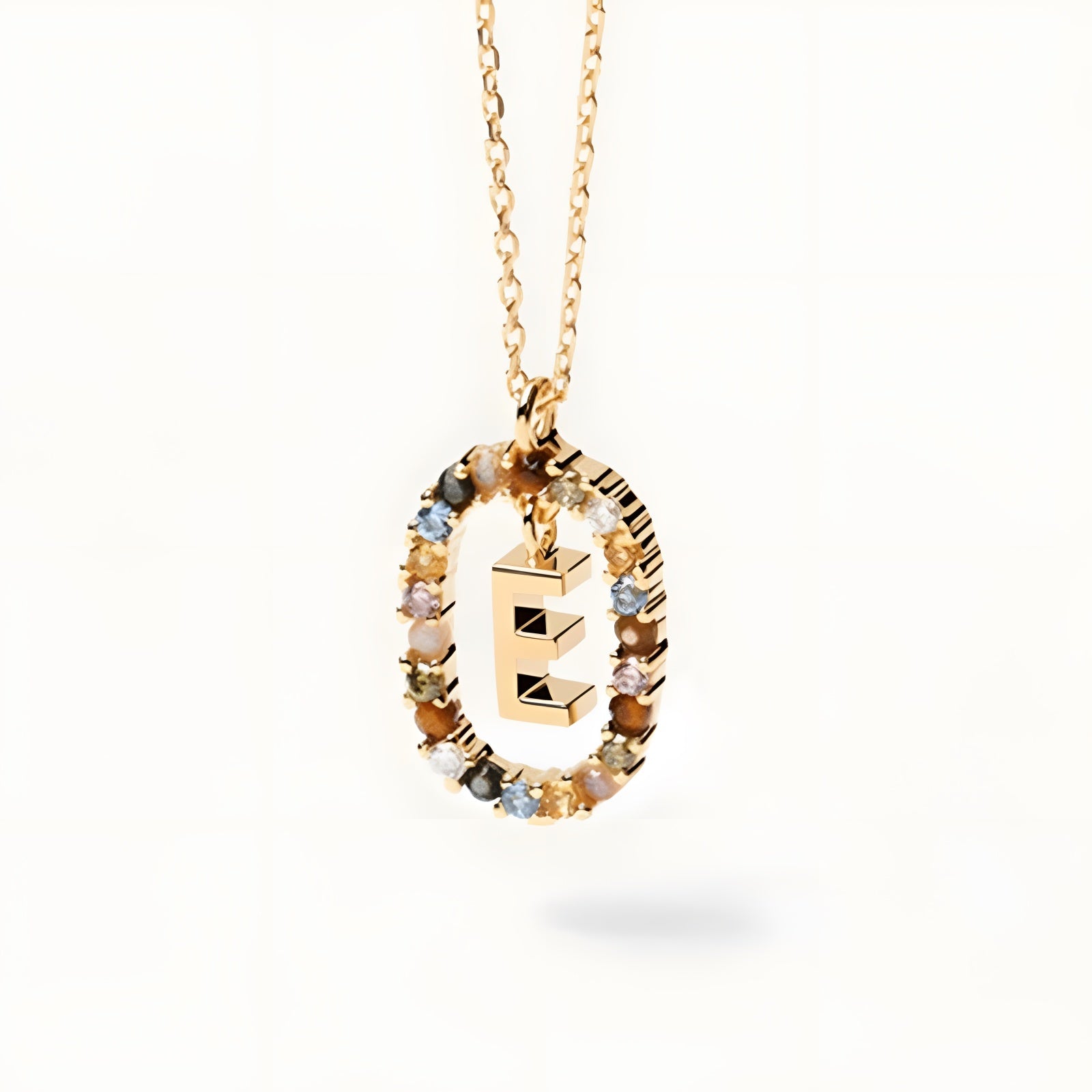English Letter Pendant 925 Sterling Colored Zircon Letter Necklace