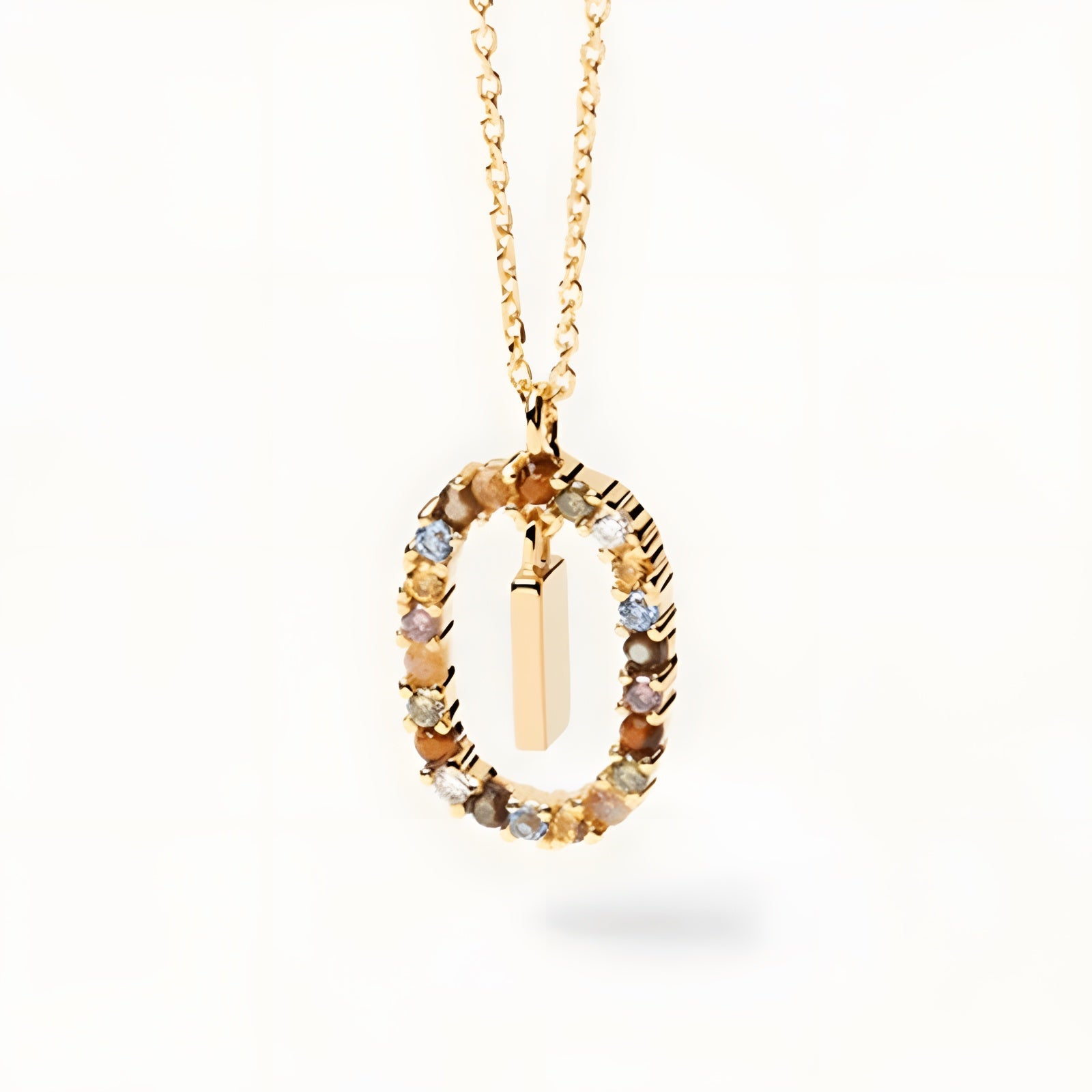 English Letter Pendant 925 Sterling Colored Zircon Letter Necklace