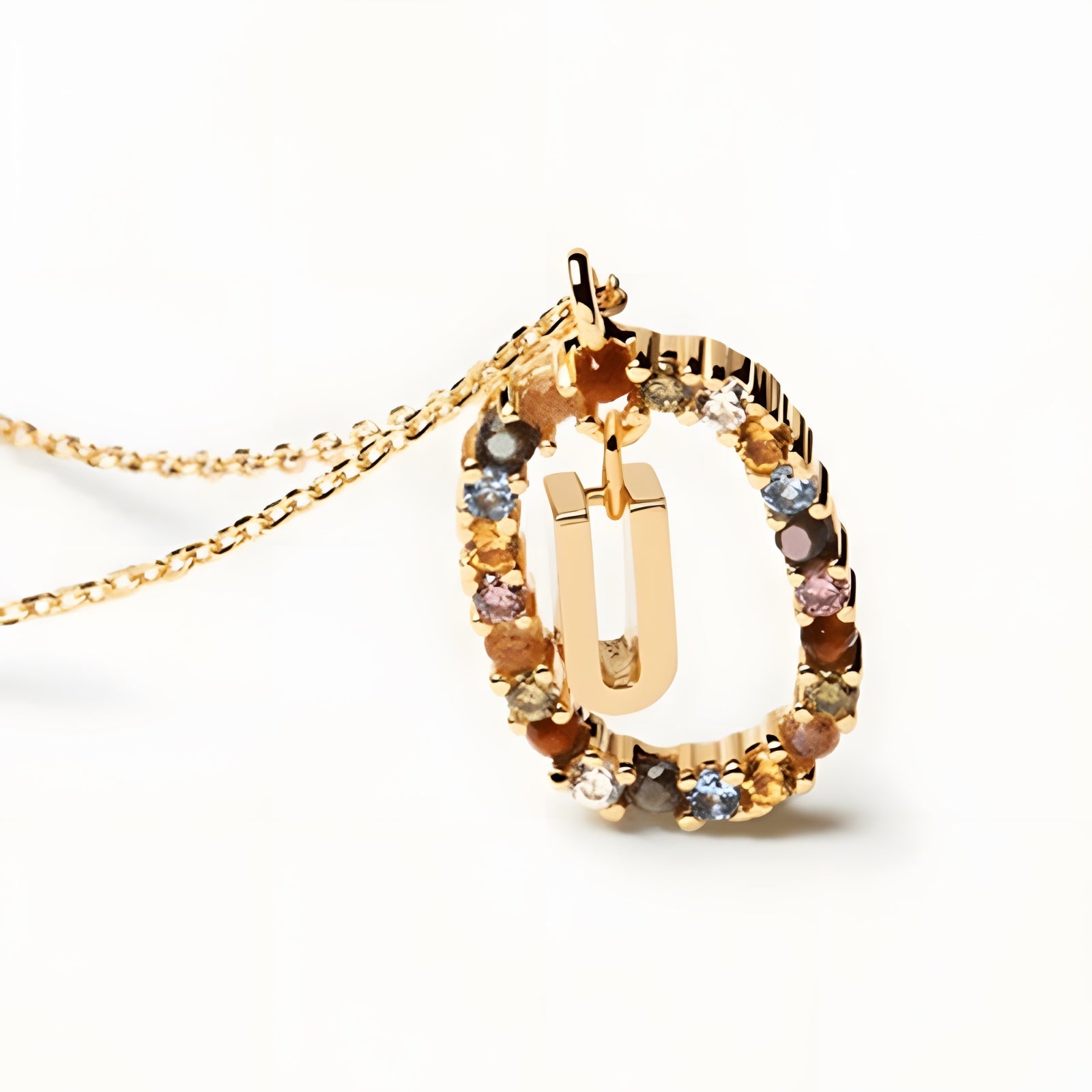 English Letter Pendant 925 Sterling Colored Zircon Letter Necklace