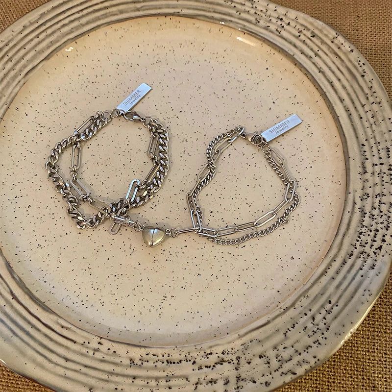 Fashion Halves Heart Magnetic Couple Bracelets