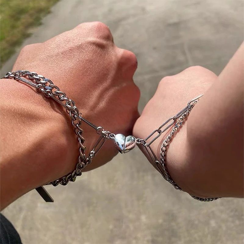Fashion Halves Heart Magnetic Couple Bracelets