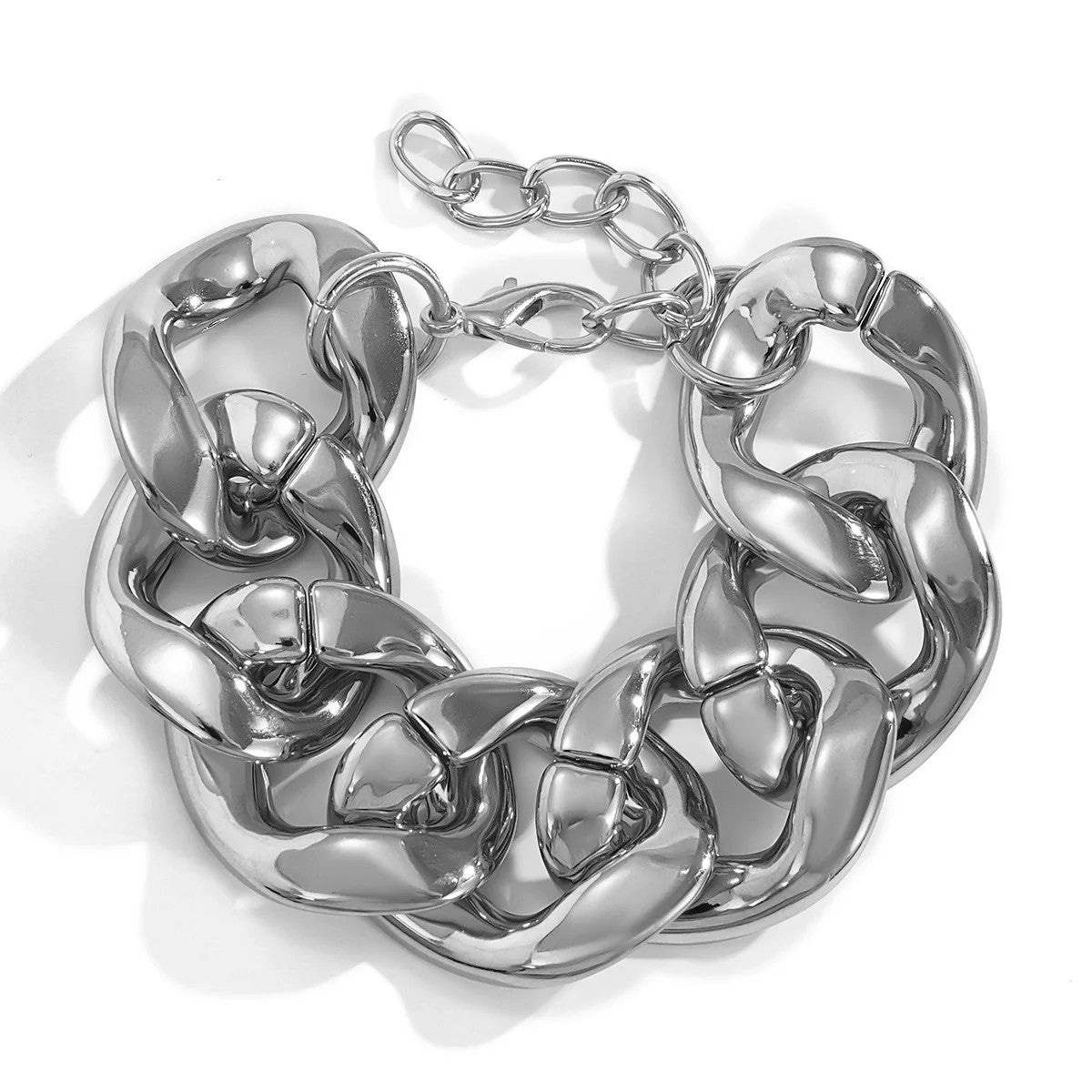 Retro Simple Hip Hop Thick Link Chain Bracelet Women's CCB Material Exaggerated Cool Twist Thicks Bracelets Glamour