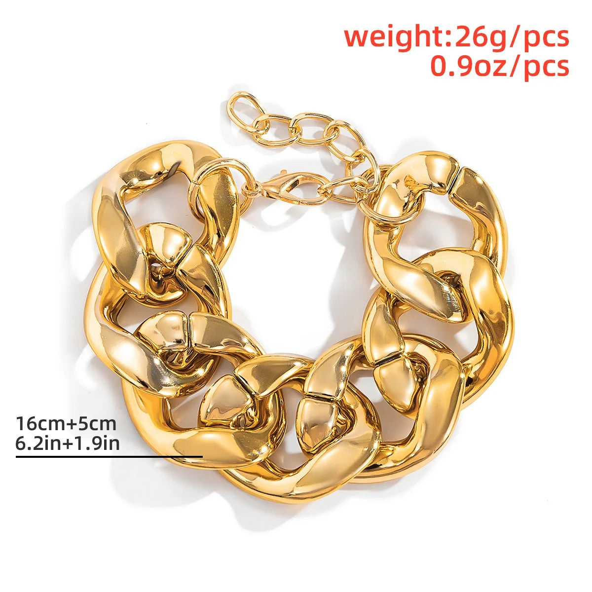 Retro Simple Hip Hop Thick Link Chain Bracelet Women's CCB Material Exaggerated Cool Twist Thicks Bracelets Glamour