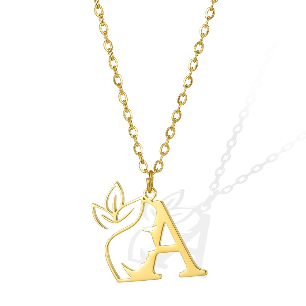 Gold Color Letter Pendant Choker