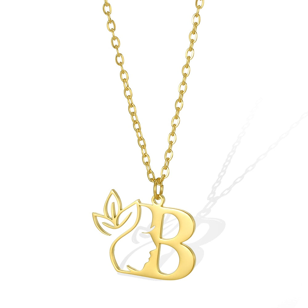 Gold Color Letter Pendant Choker