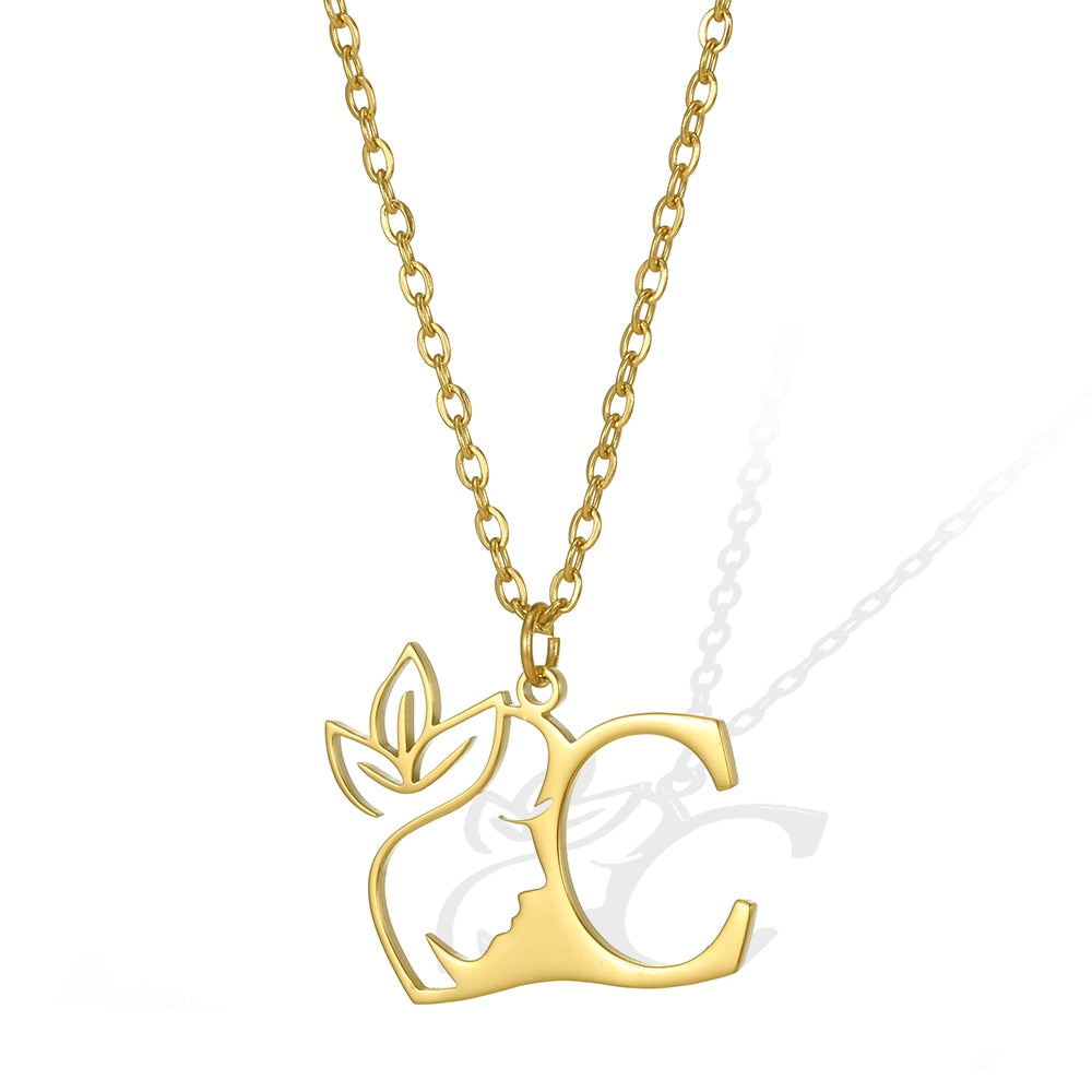Gold Color Letter Pendant Choker