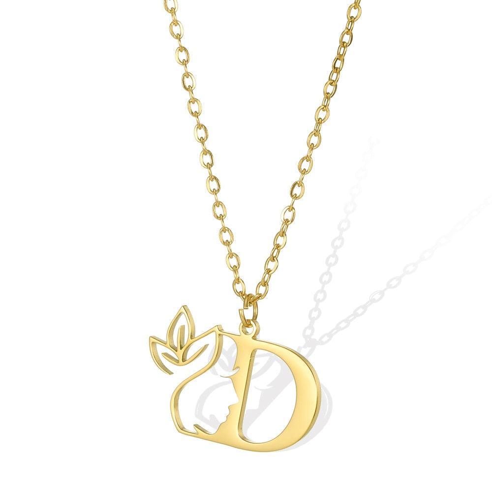 Gold Color Letter Pendant Choker