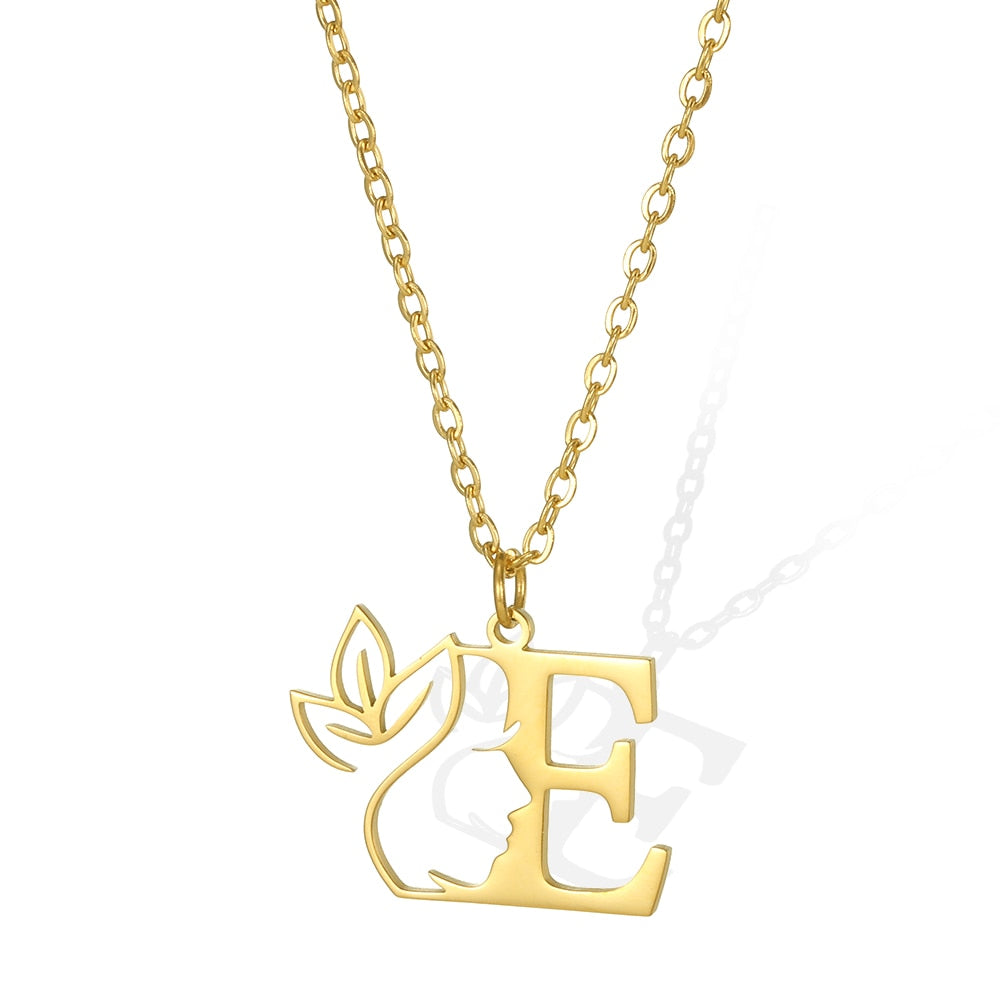 Gold Color Letter Pendant Choker