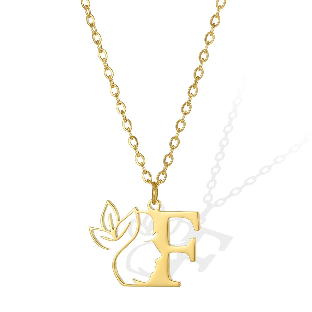 Gold Color Letter Pendant Choker