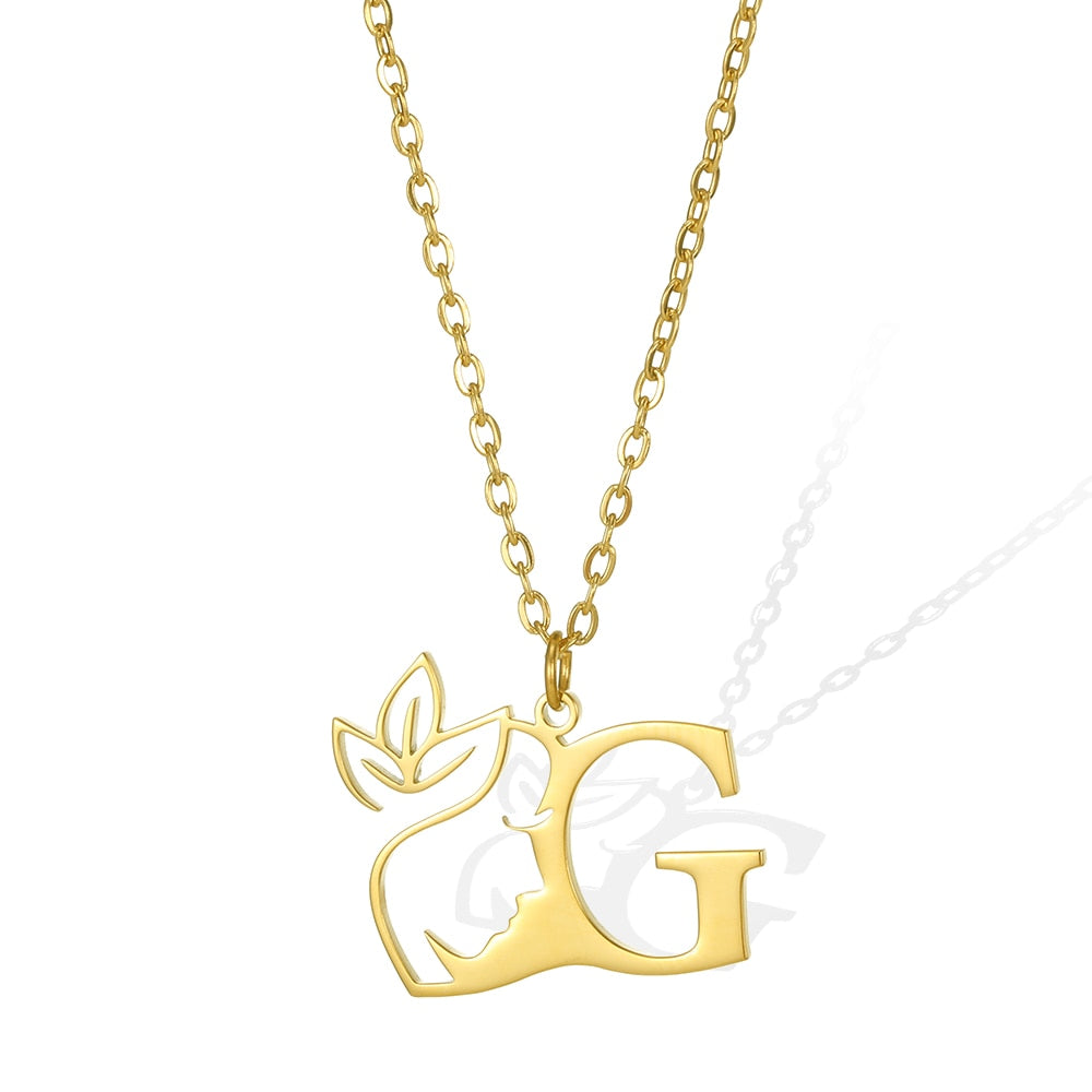 Gold Color Letter Pendant Choker