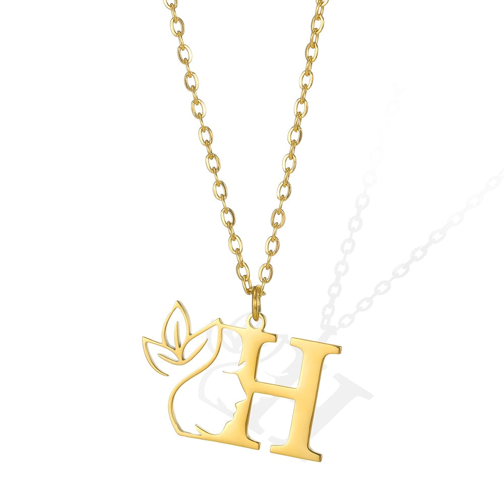 Gold Color Letter Pendant Choker