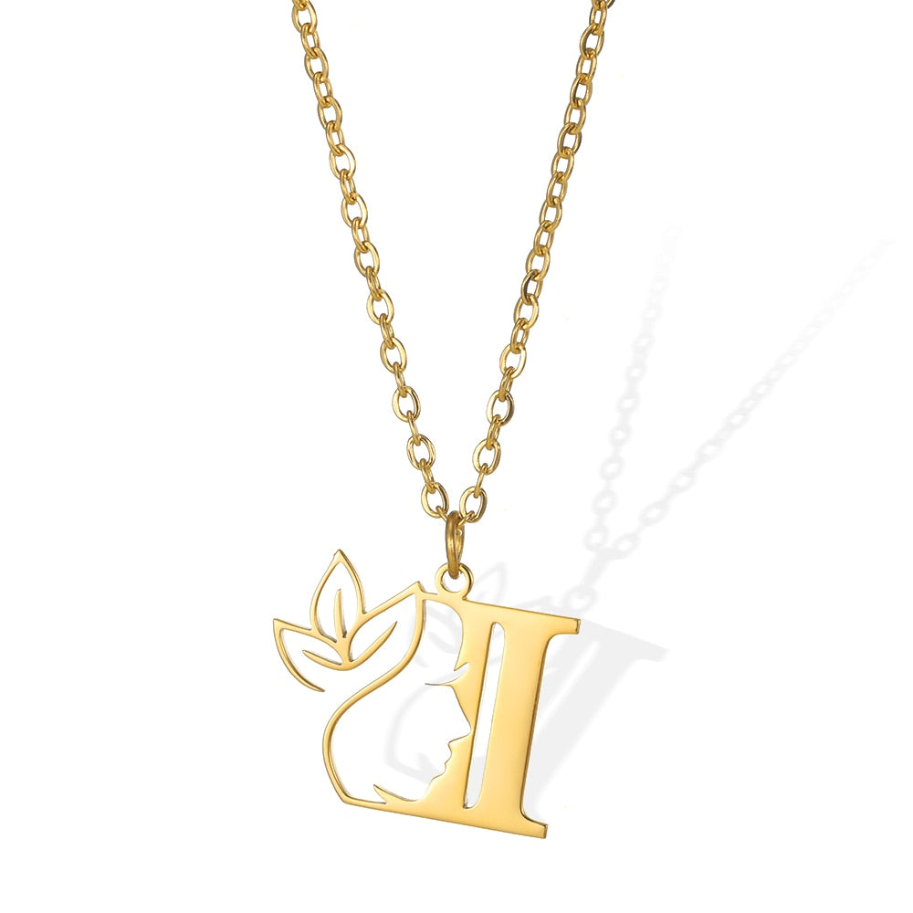 Gold Color Letter Pendant Choker