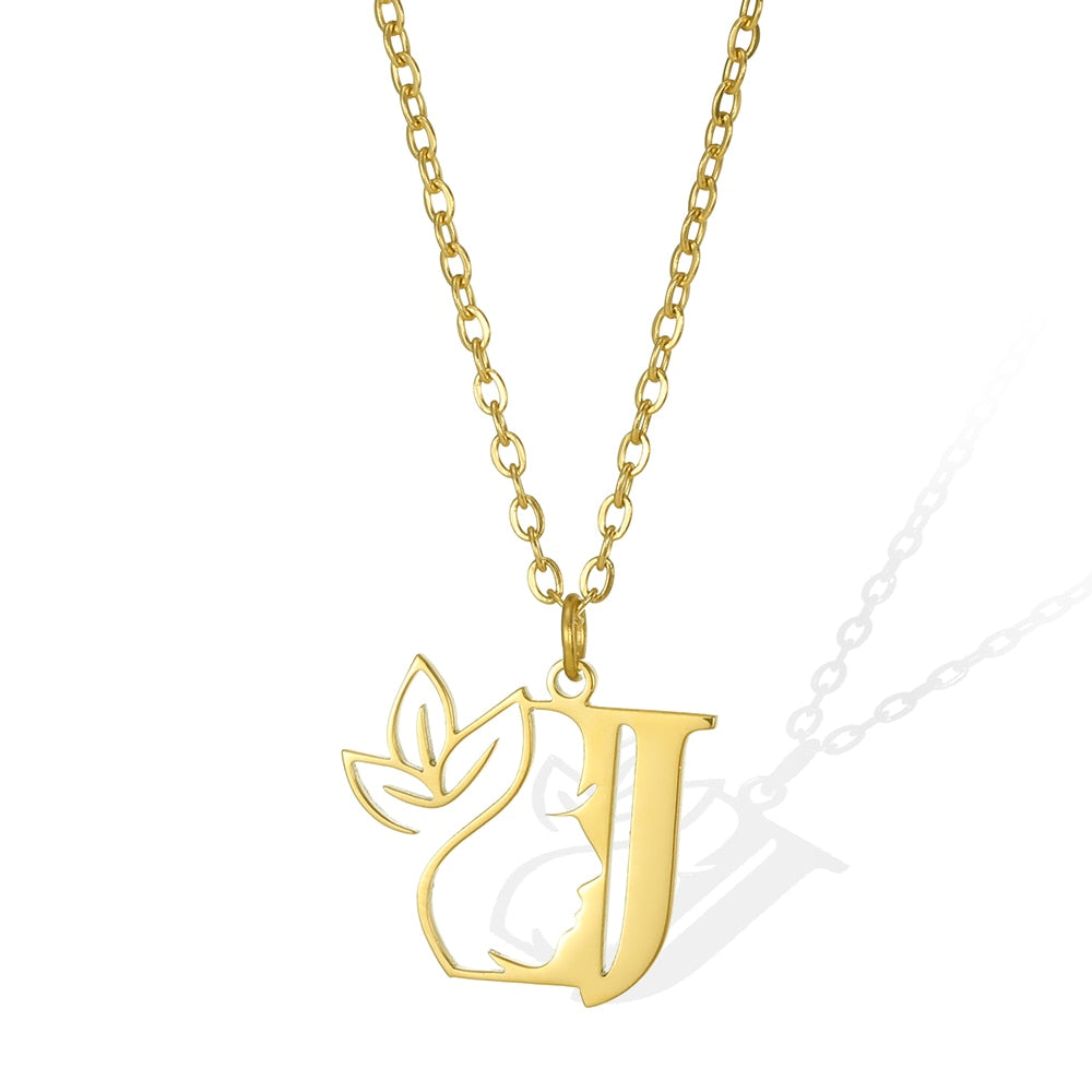 Gold Color Letter Pendant Choker