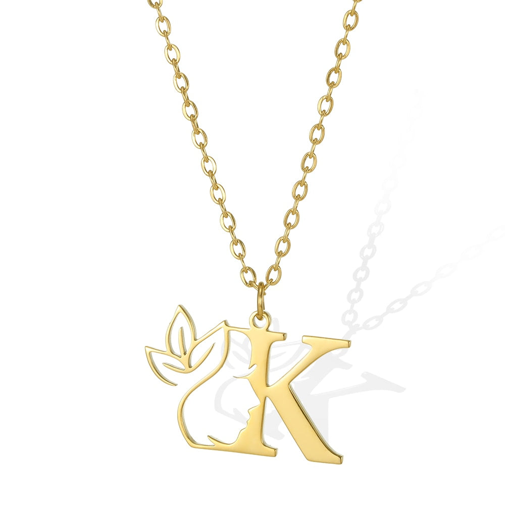Gold Color Letter Pendant Choker