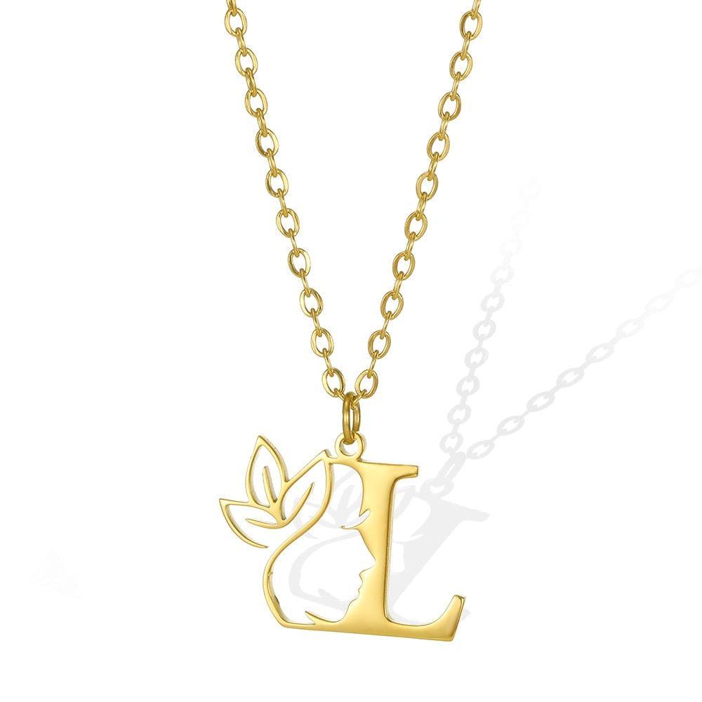 Gold Color Letter Pendant Choker