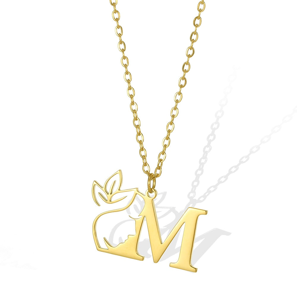 Gold Color Letter Pendant Choker