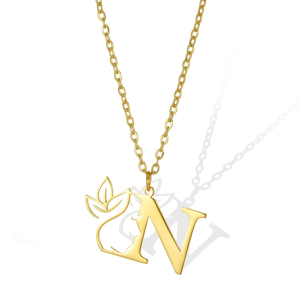 Gold Color Letter Pendant Choker