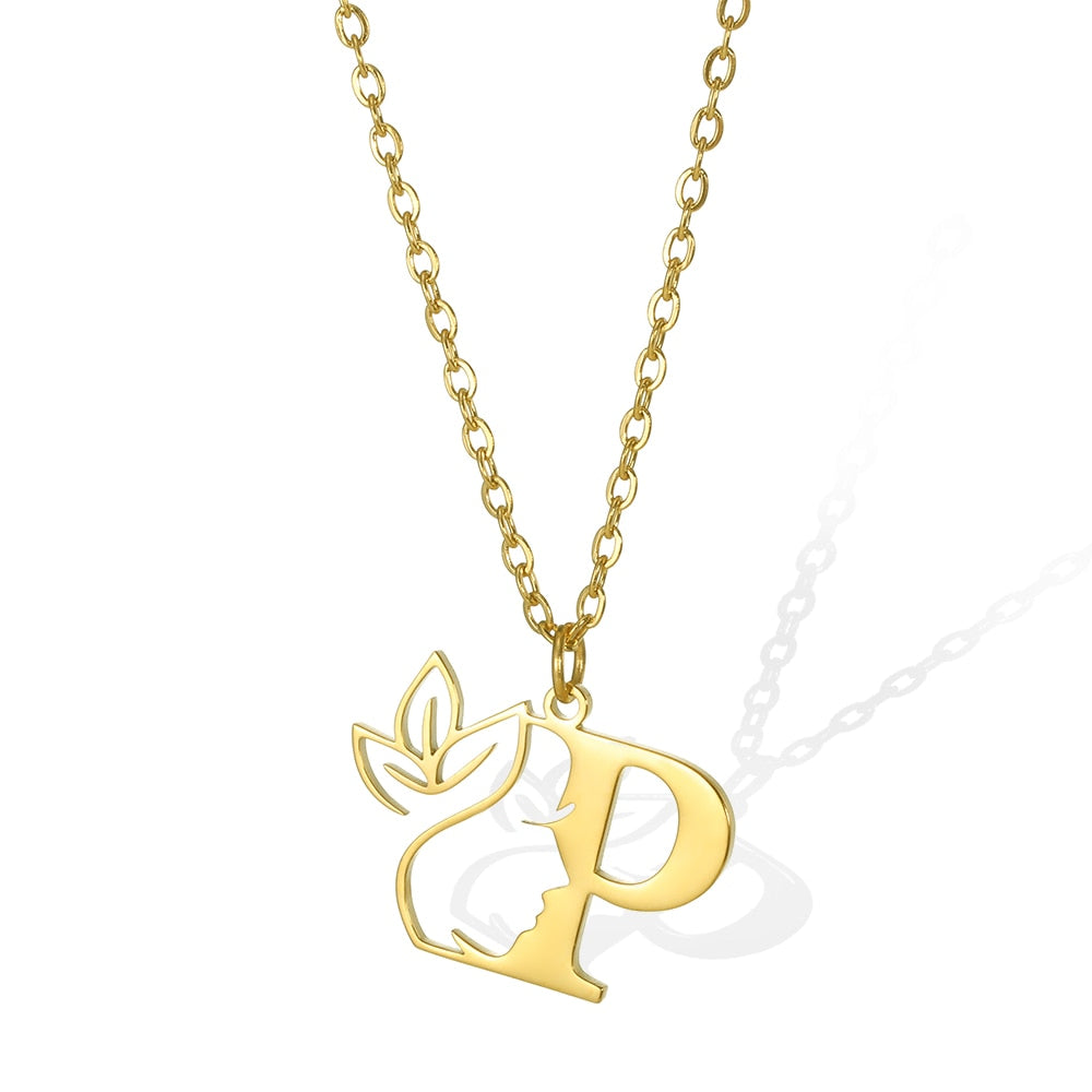 Gold Color Letter Pendant Choker