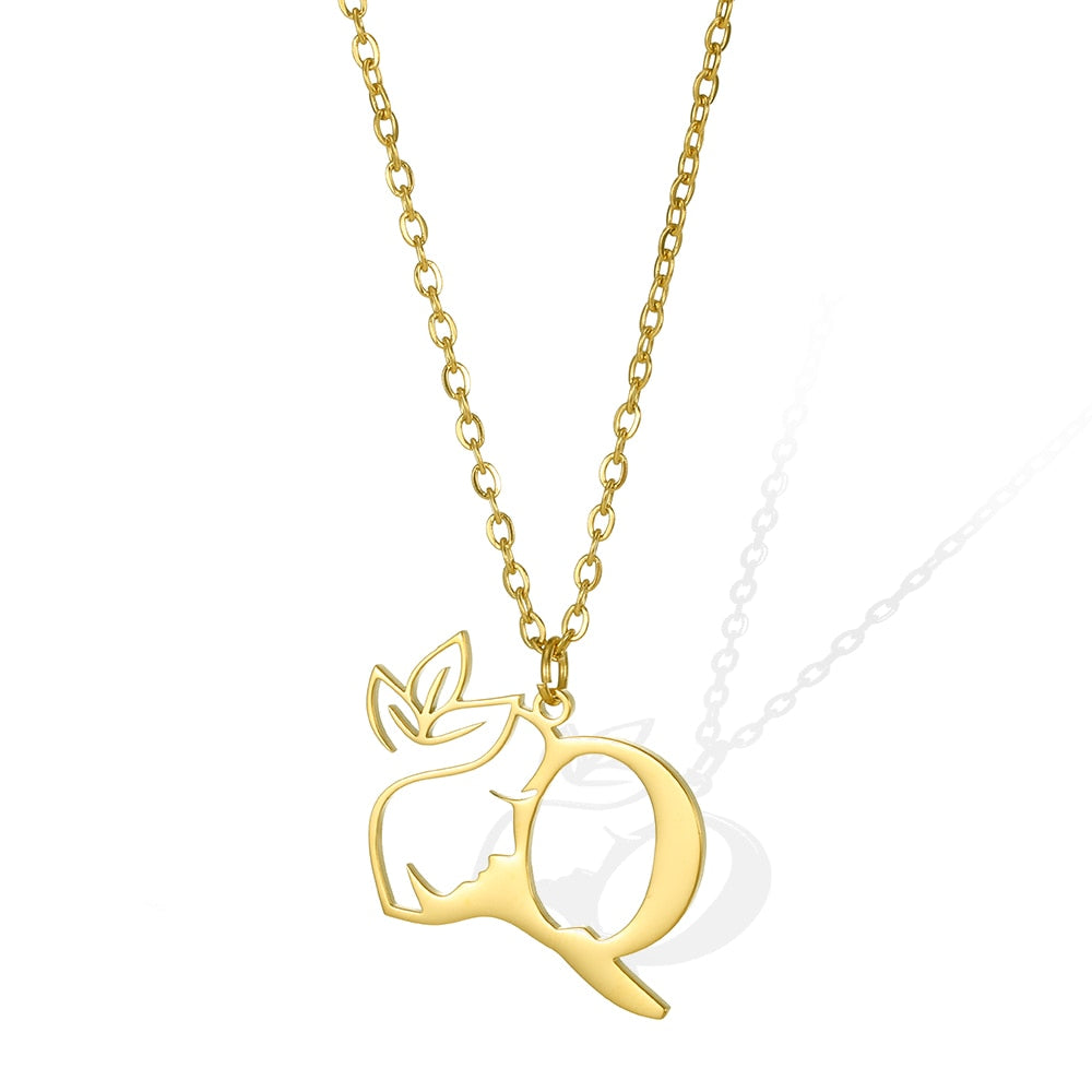 Gold Color Letter Pendant Choker