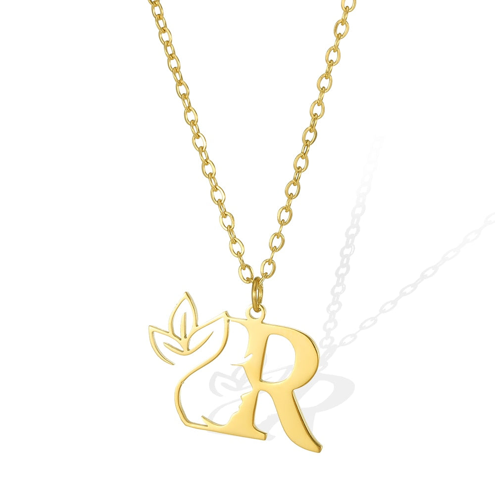Gold Color Letter Pendant Choker