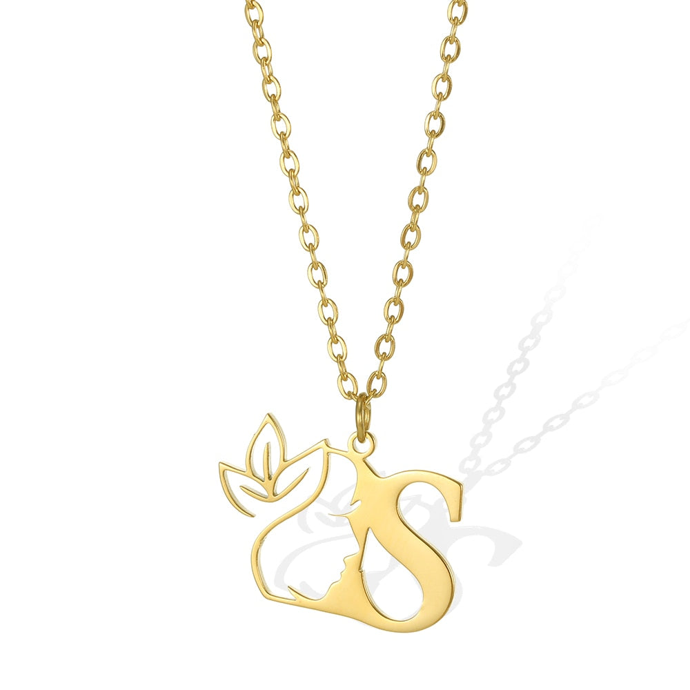 Gold Color Letter Pendant Choker