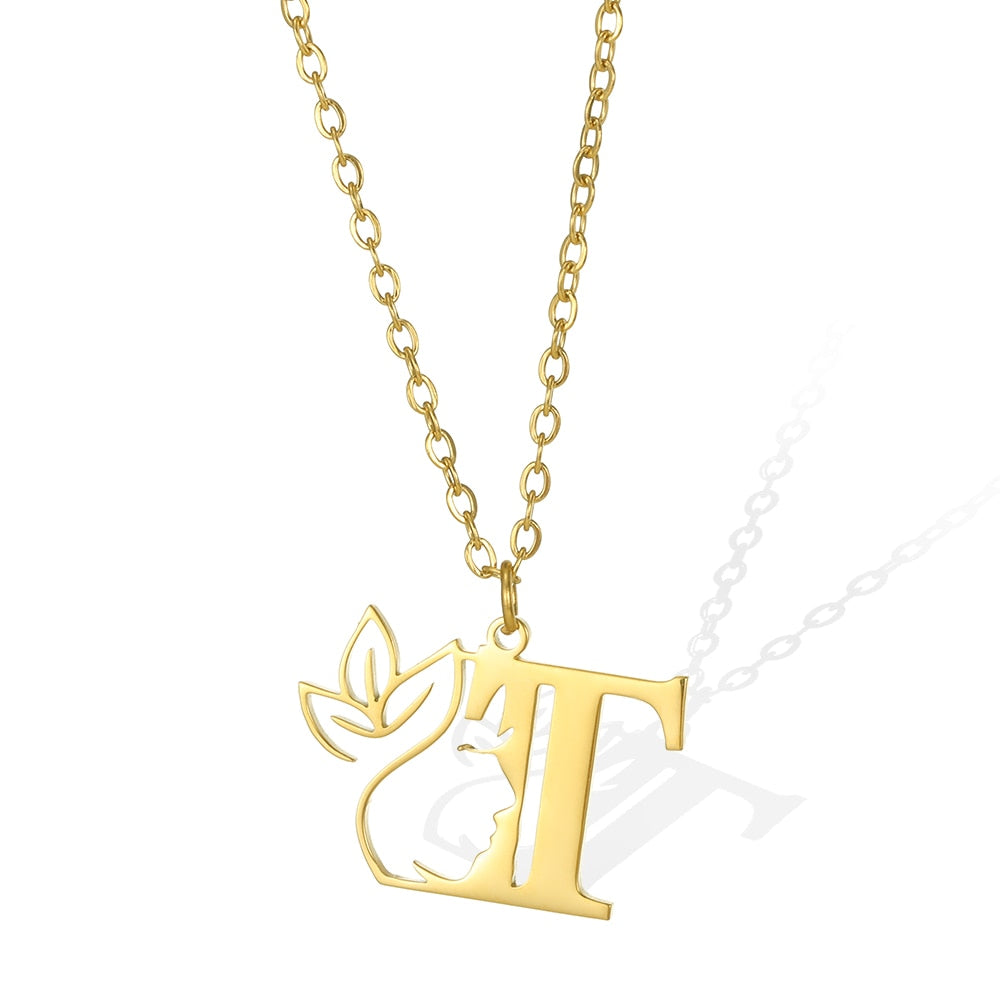 Gold Color Letter Pendant Choker