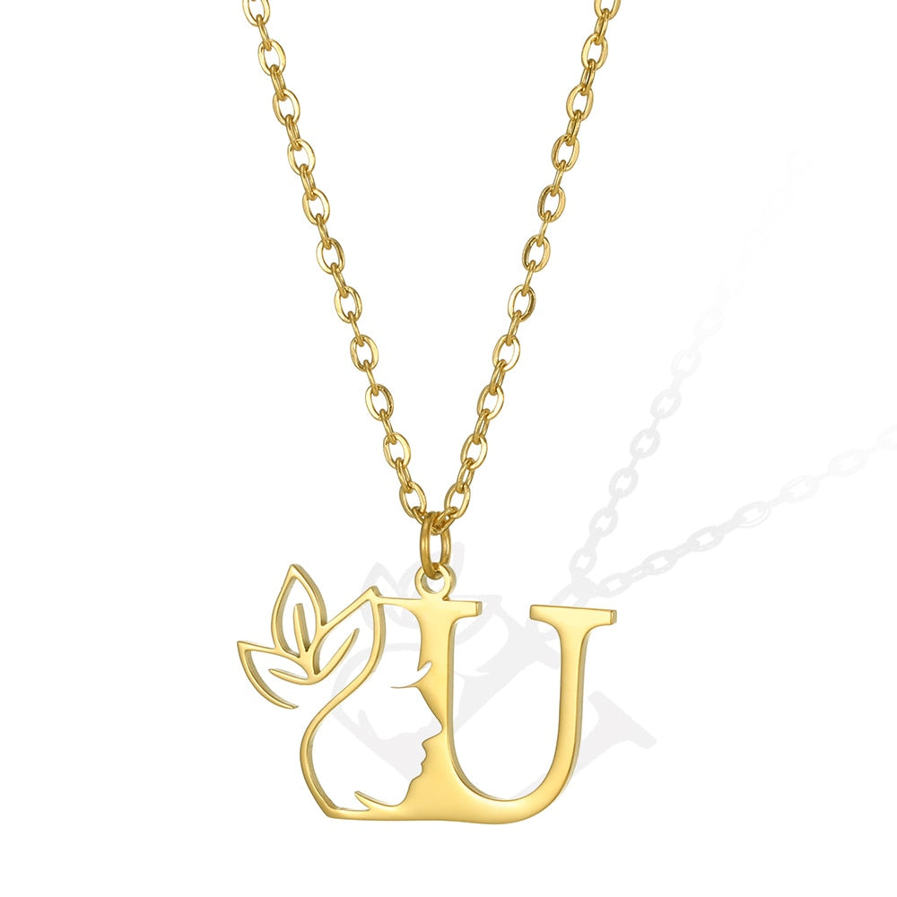 Gold Color Letter Pendant Choker