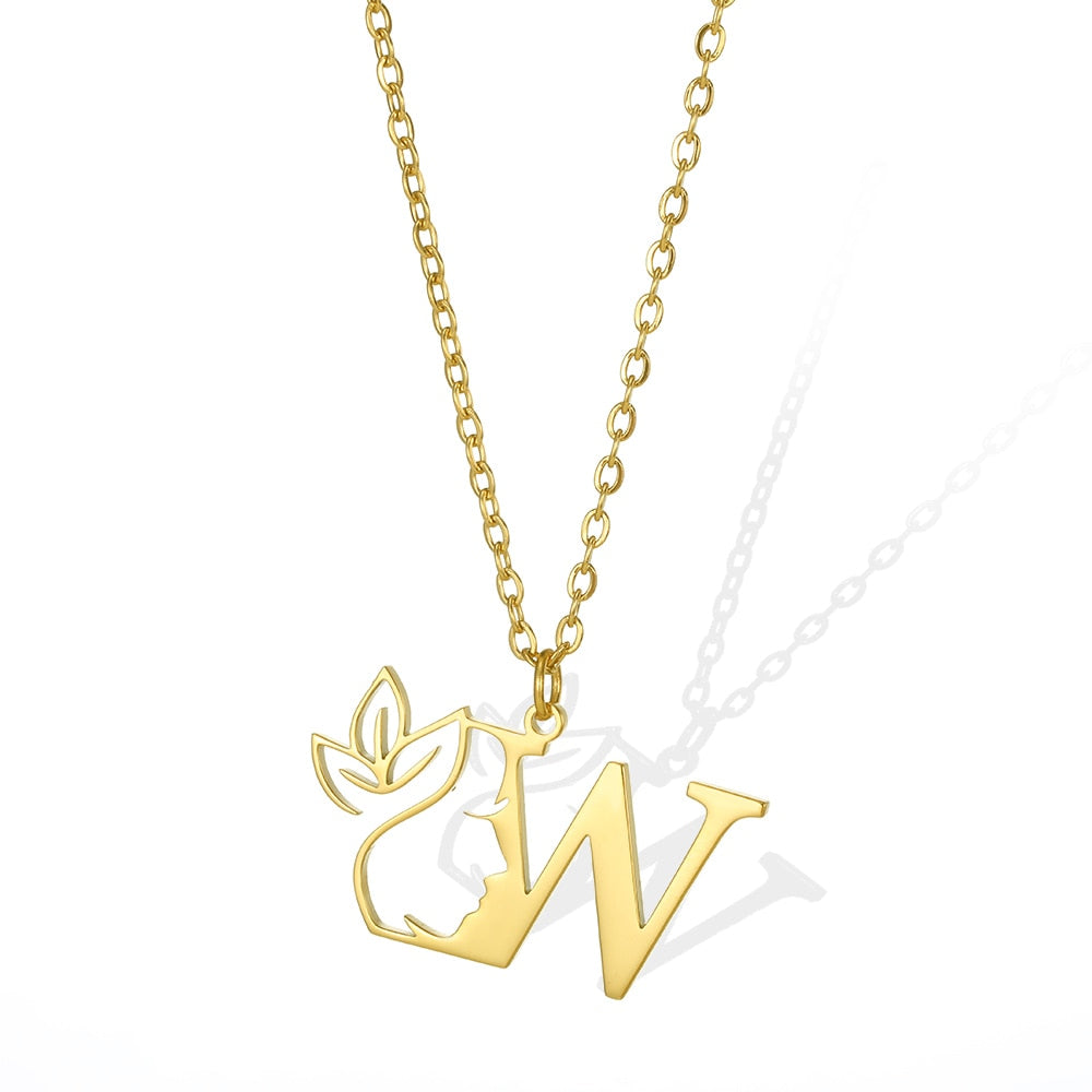 Gold Color Letter Pendant Choker