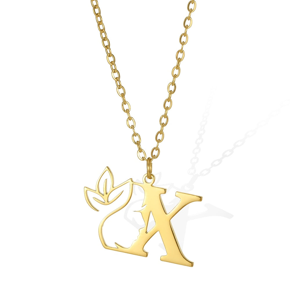 Gold Color Letter Pendant Choker