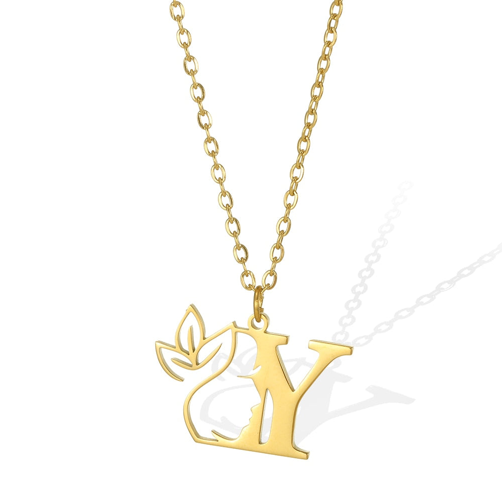 Gold Color Letter Pendant Choker
