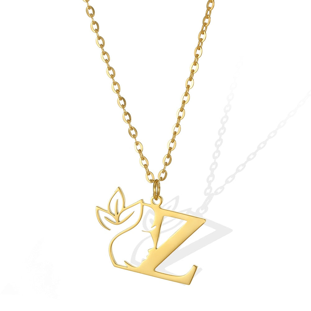 Gold Color Letter Pendant Choker