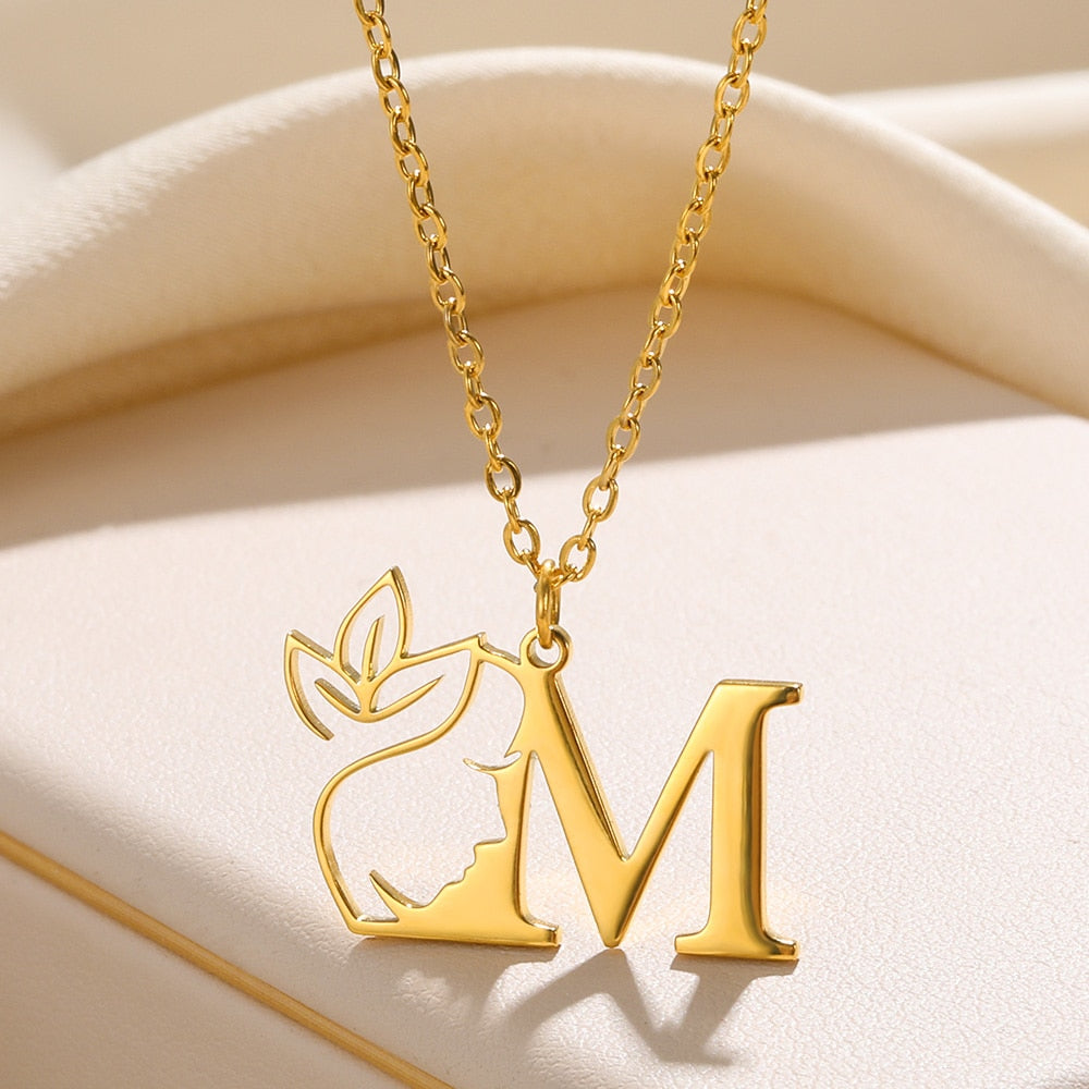 Gold Color Letter Pendant Choker