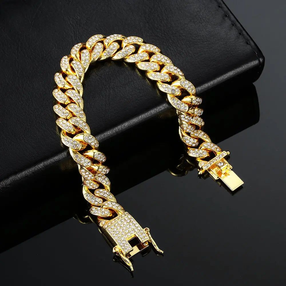 Hip Hop Full Rhinestone Bling Iced Out Pave Men's Bracelet