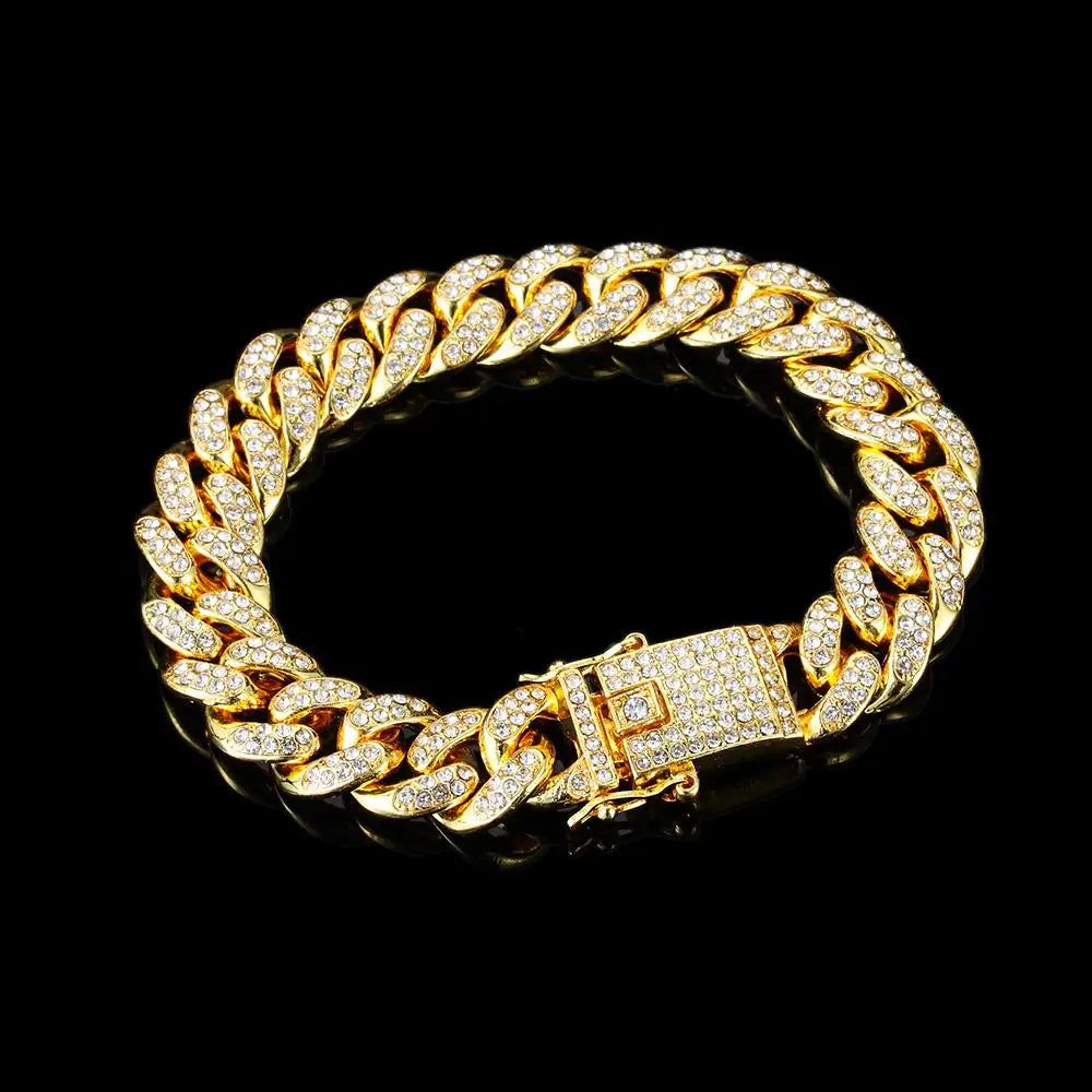 Hip Hop Full Rhinestone Bling Iced Out Pave Men's Bracelet