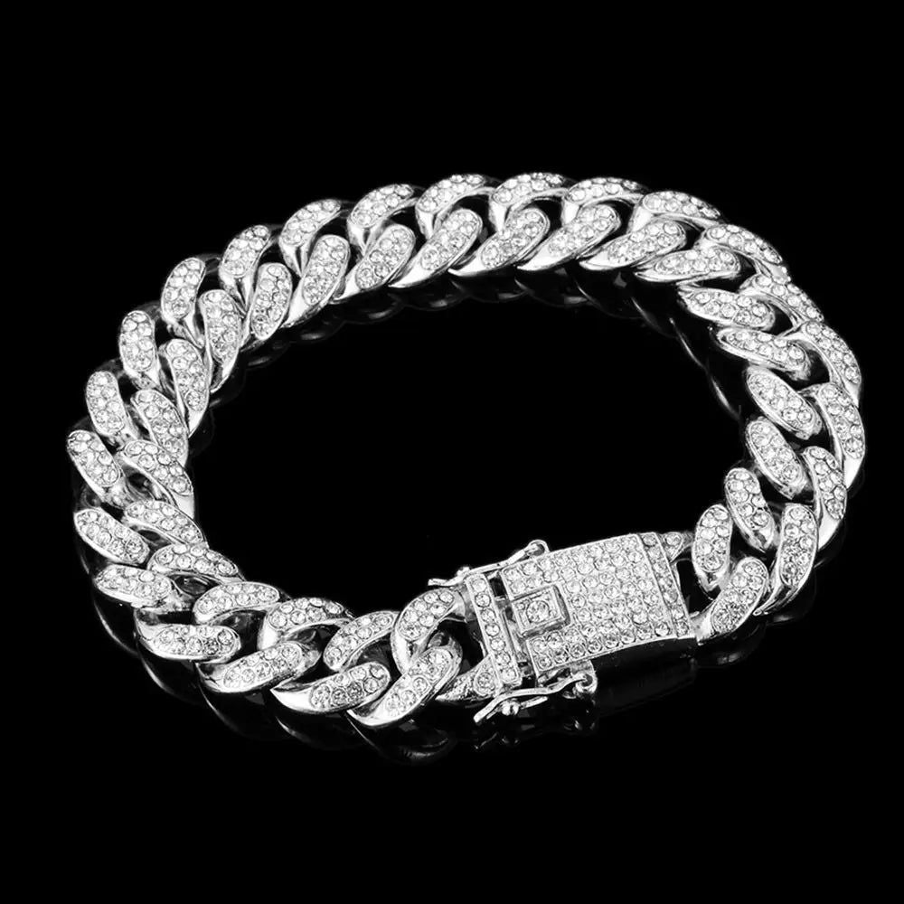 Hip Hop Full Rhinestone Bling Iced Out Pave Men's Bracelet