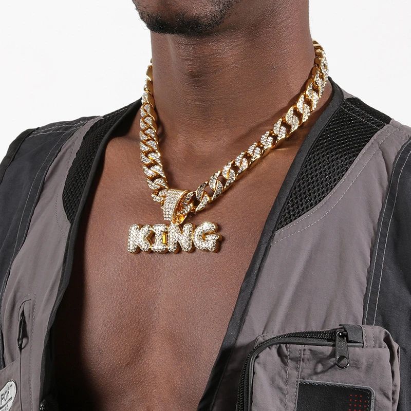 Hip Hop Personalized Cool KING Letter Pendant Necklace