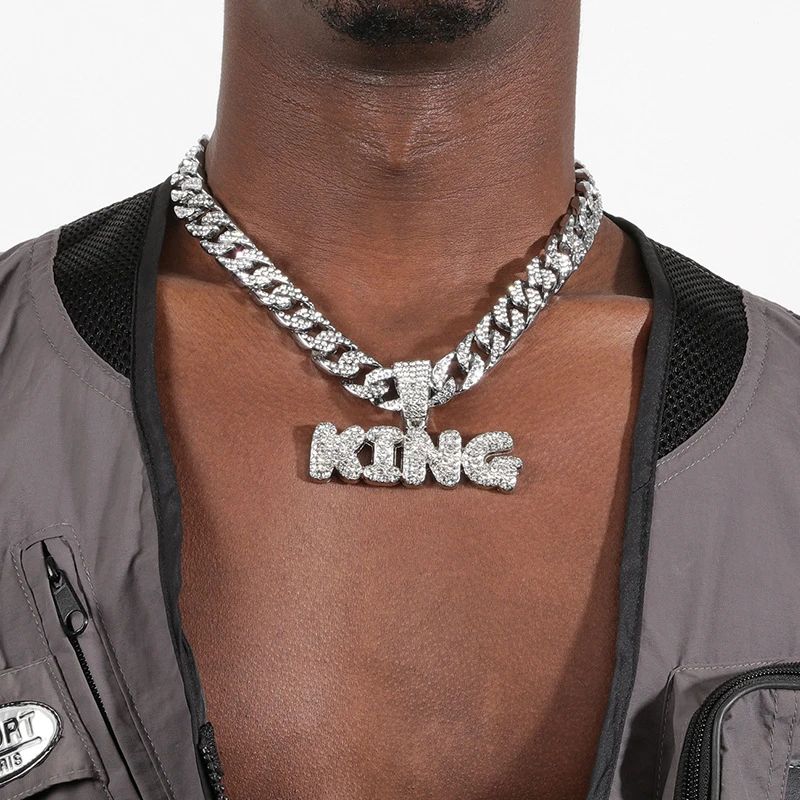Hip Hop Personalized Cool KING Letter Pendant Necklace