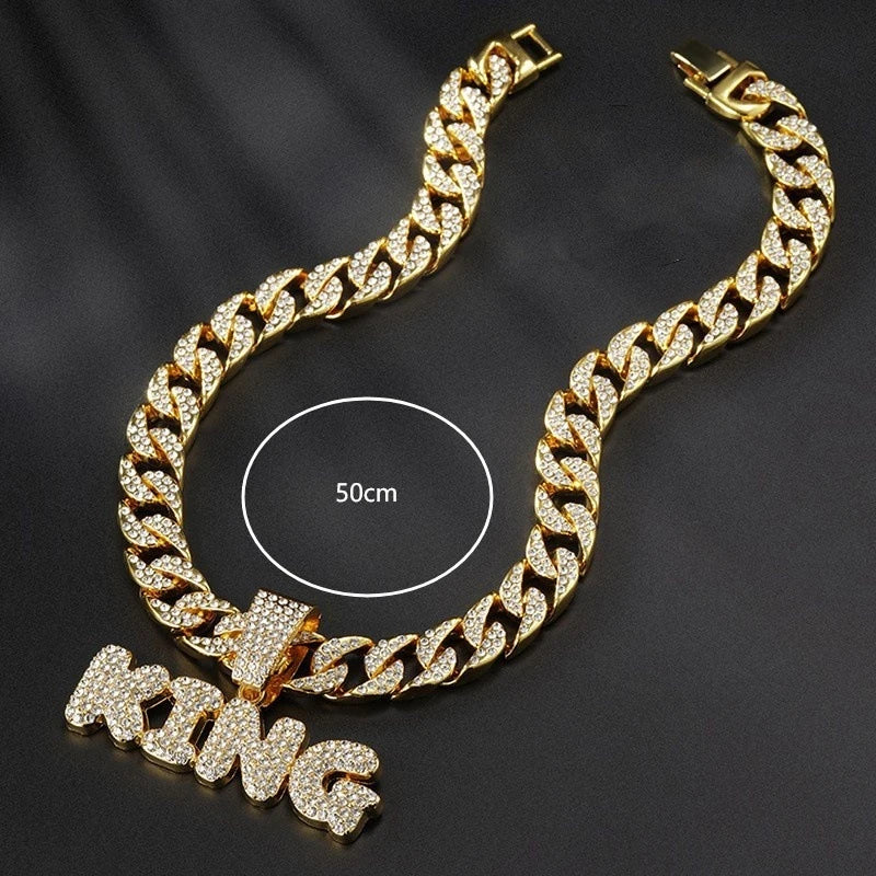 Hip Hop Personalized Cool KING Letter Pendant Necklace