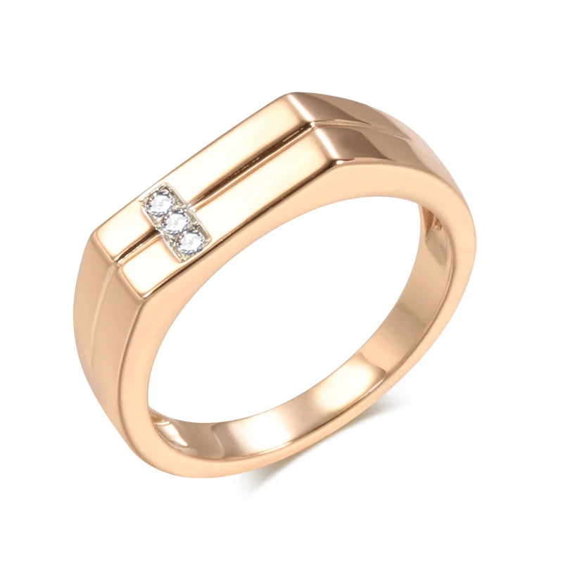 Hot Men Cool Smooth Rings 585 Rose Gold Natural Zircon Party Ring For Women Ethnic Wedding Jewelry
