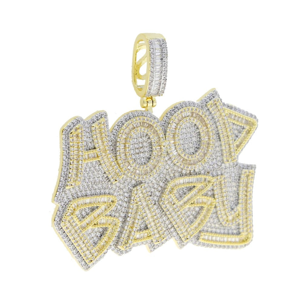 New Iced Out Bling Letter Hood Baby Pendants Necklaces Cubic Zirconia Two Tone Color Charm For Men Women Hip Hop Jewelry