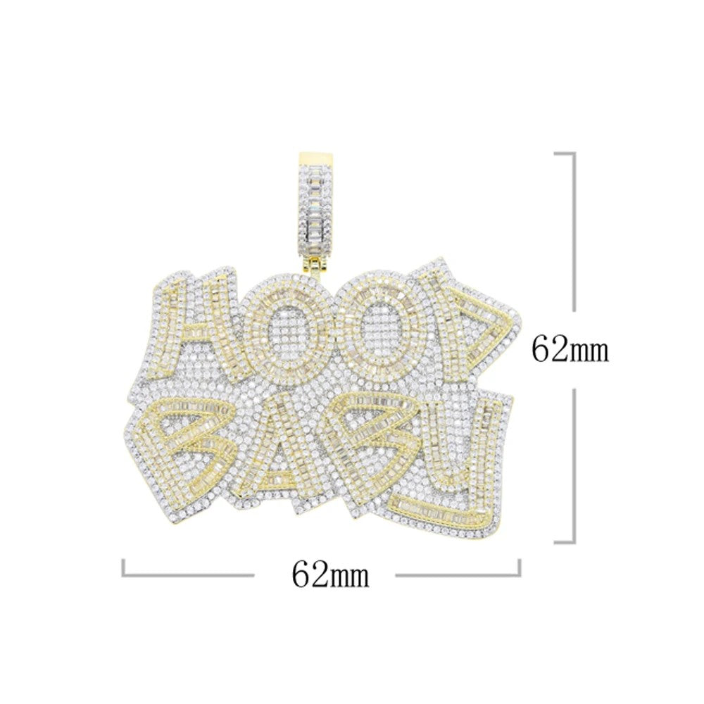 New Iced Out Bling Letter Hood Baby Pendants Necklaces Cubic Zirconia Two Tone Color Charm For Men Women Hip Hop Jewelry