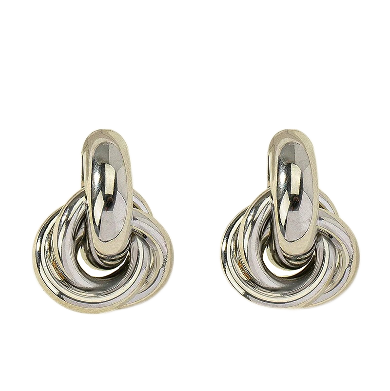 Gold SIlver Color Knot Hoop Earring For Women Shiny Plating Trendy Earring Stud Cute Daily Wear Jewelry